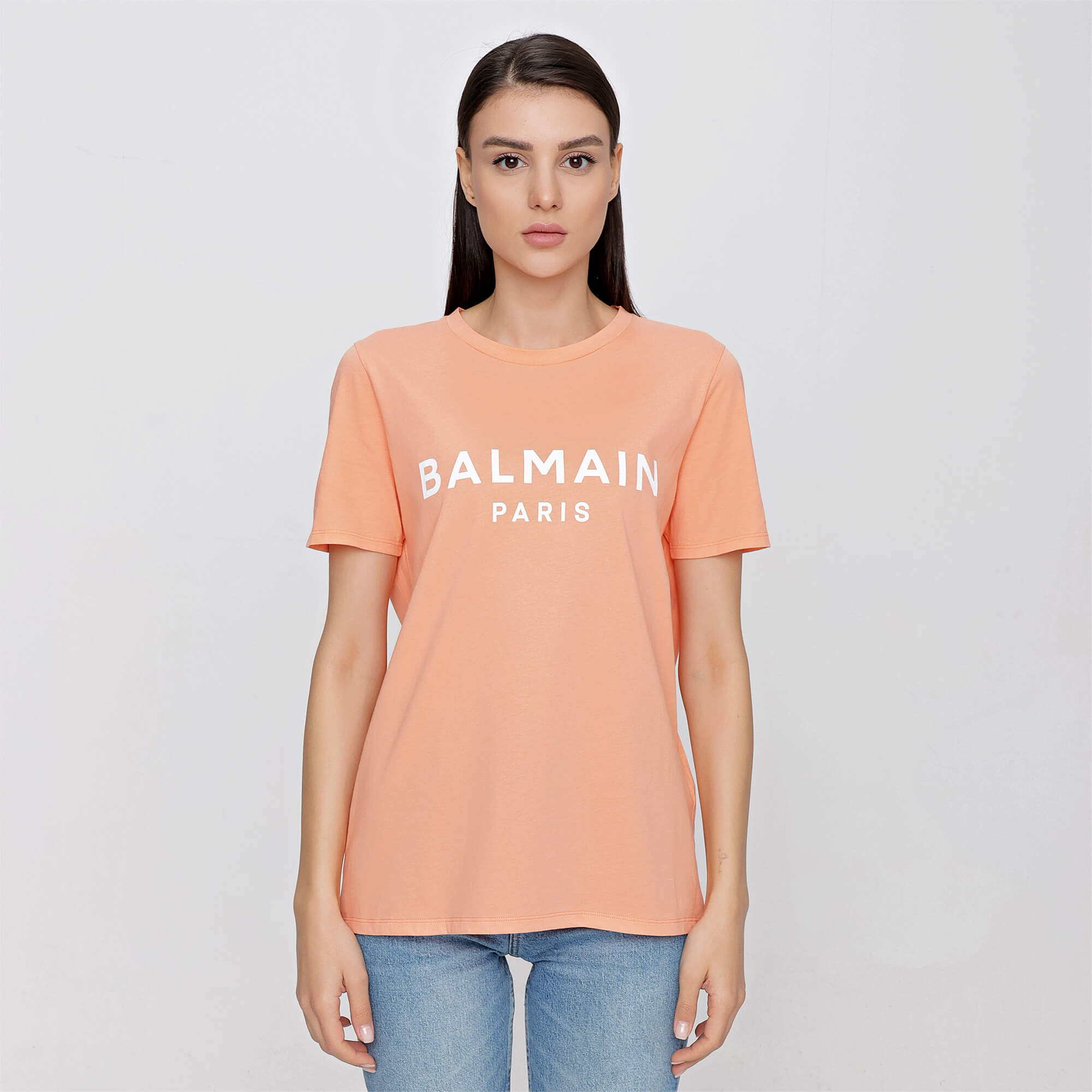 Balmain - Melon Color Balmain Logo Print T-shirt